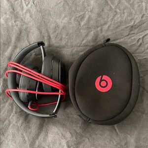 Beats Black and Red Headphones with Case
